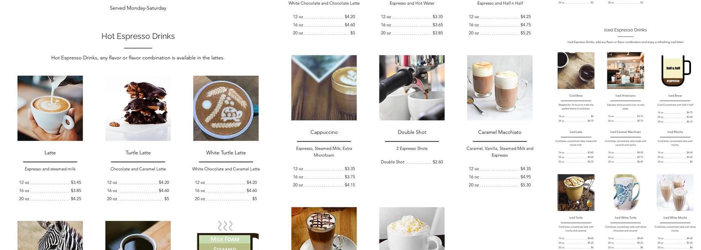 Frontier Coffee Menu