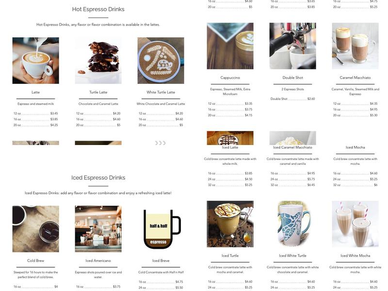 Frontier Coffee Menu