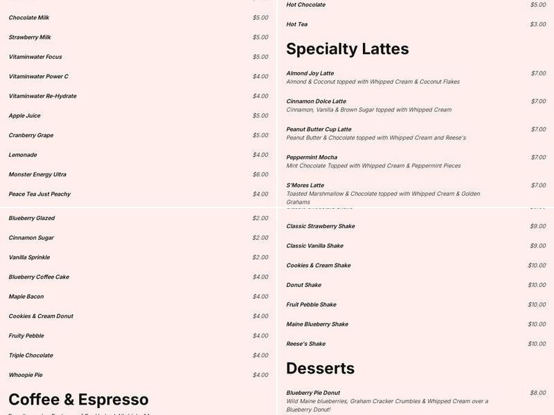 Graffiti Donuts & Coffee Menu