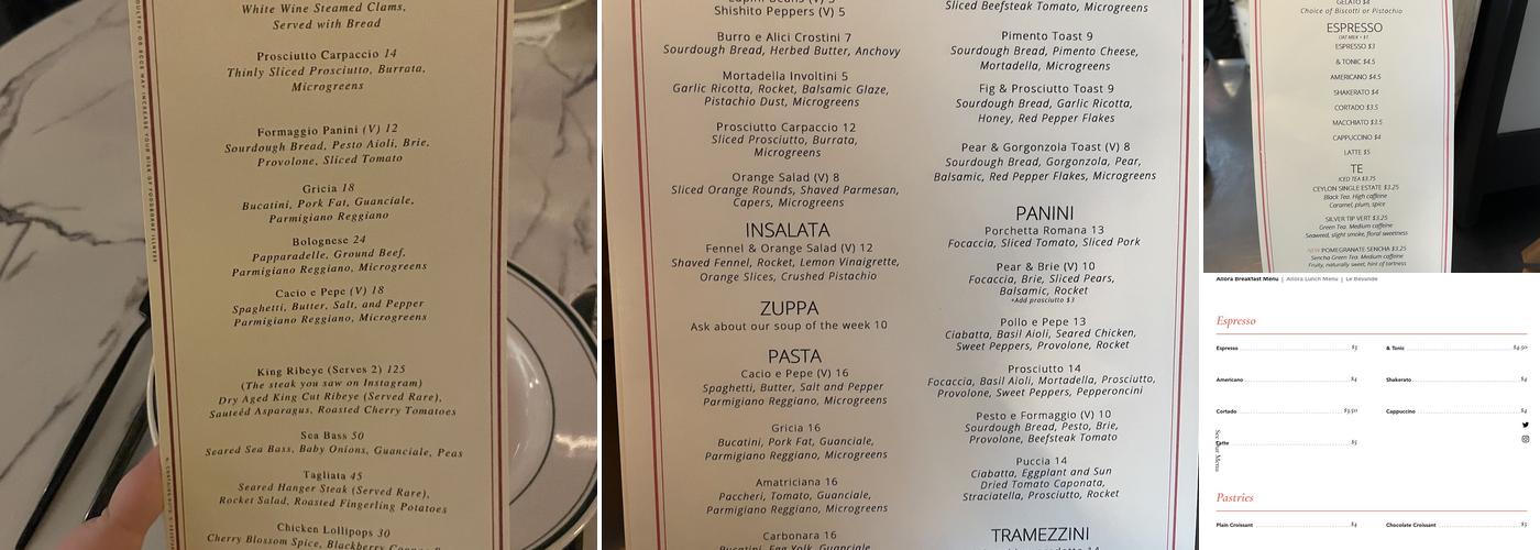 Allora Menu