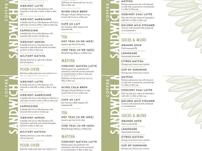 Snowy Owl Coffee Roasters Menu