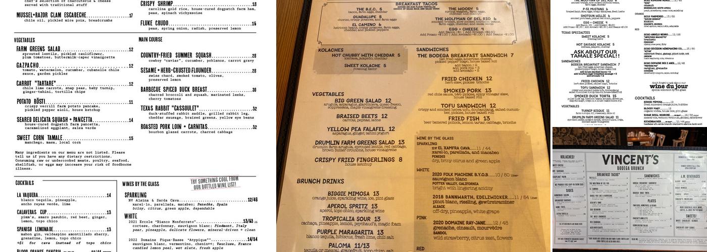 Vincent's Menu