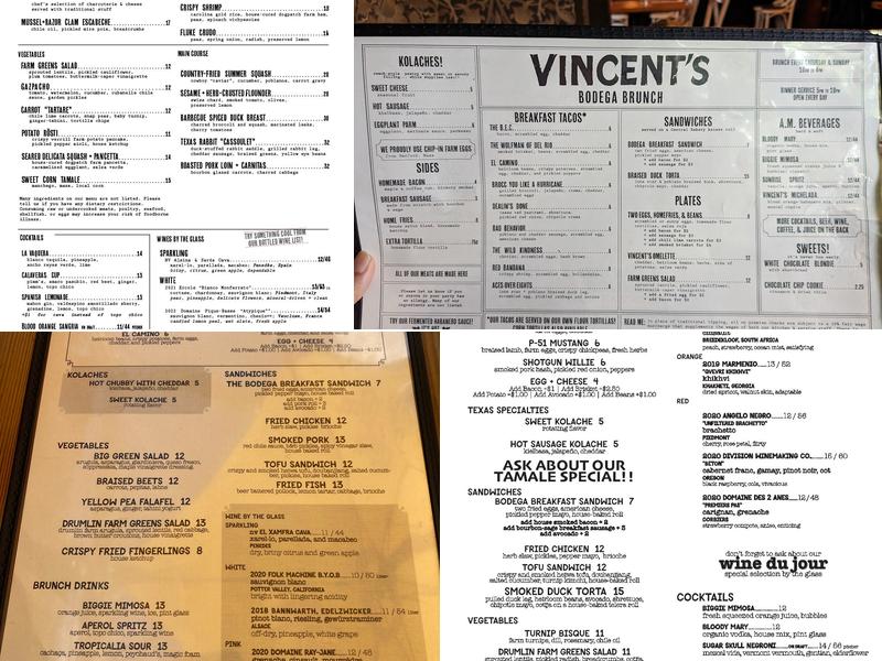 Vincent's Menu