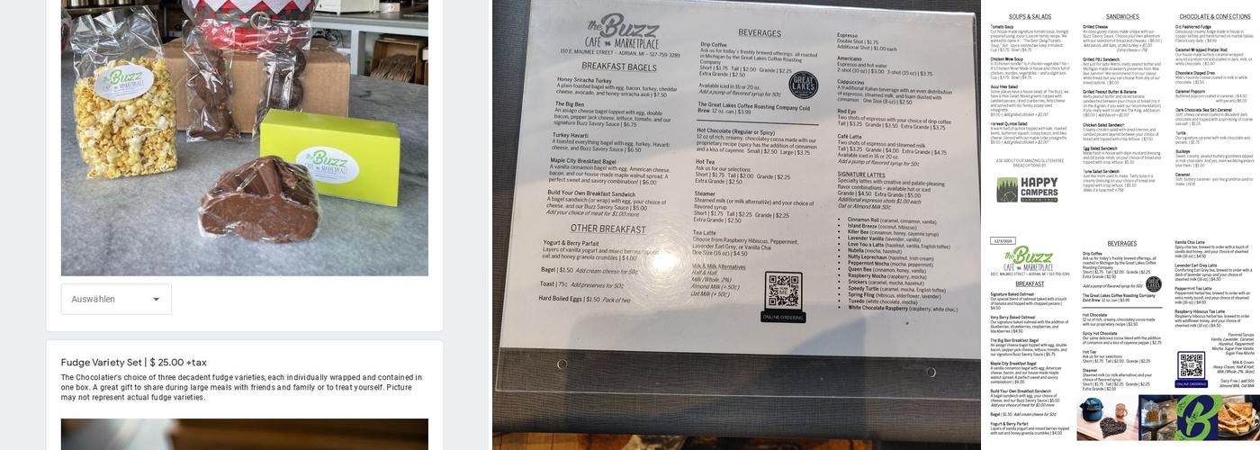 The Buzz Cafe and Marketplace Menu