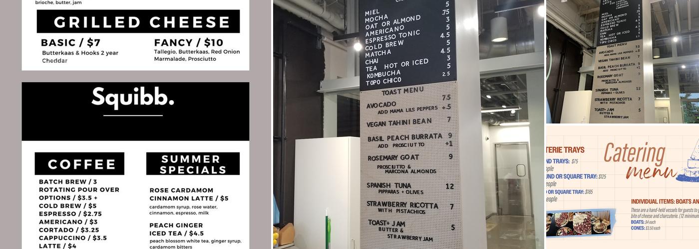 Squibb Coffee Bar Menu