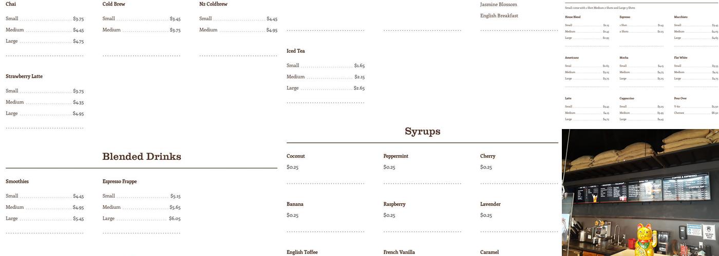 Fresh Bean Coffee Co. Menu
