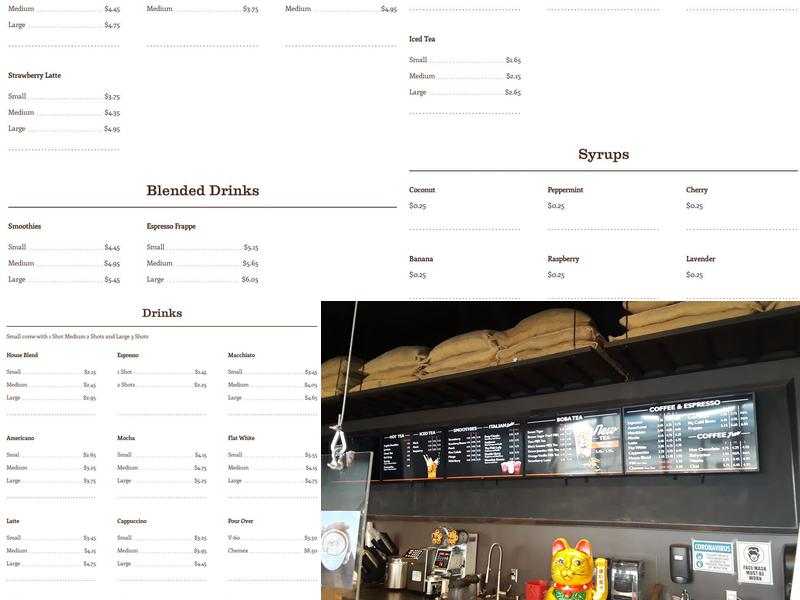 Fresh Bean Coffee Co. Menu