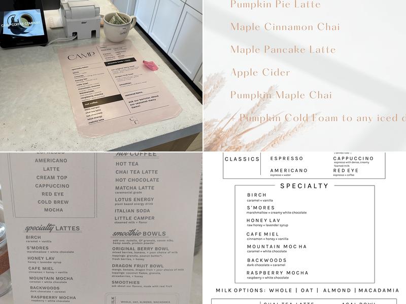 Camp Coffee Company Menu