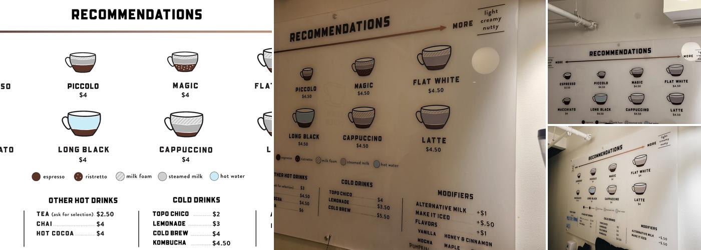 Coffee Down Under Menu