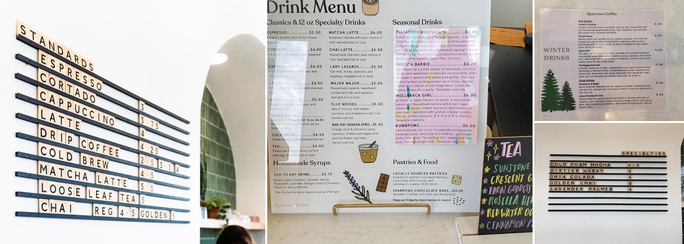 Sparrows Coffee Menu