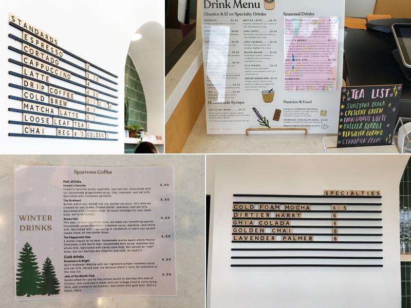 Sparrows Coffee Menu