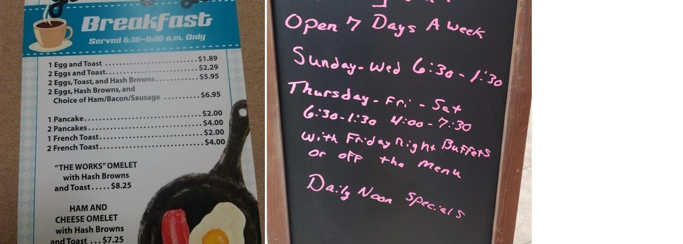 Holloway Good Ol' Days Café Menu