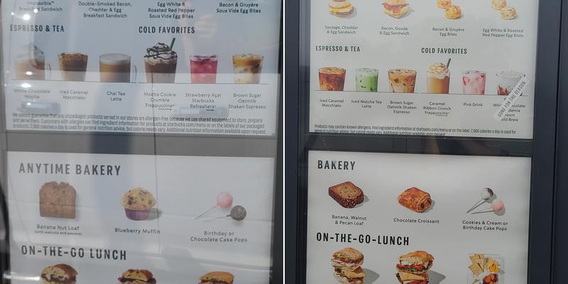Starbucks Menu