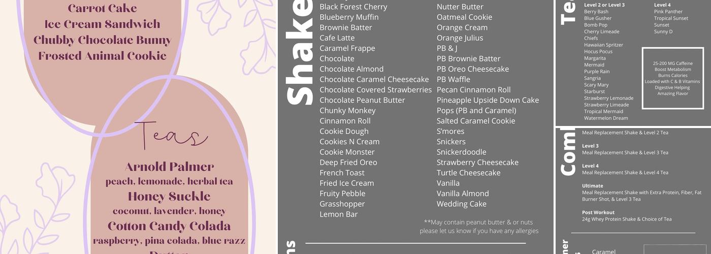 Belton Nutrition Menu