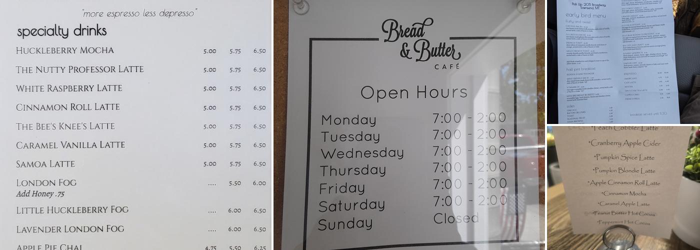 Bread & Butter Café Menu