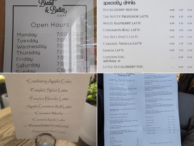 Bread & Butter Café Menu