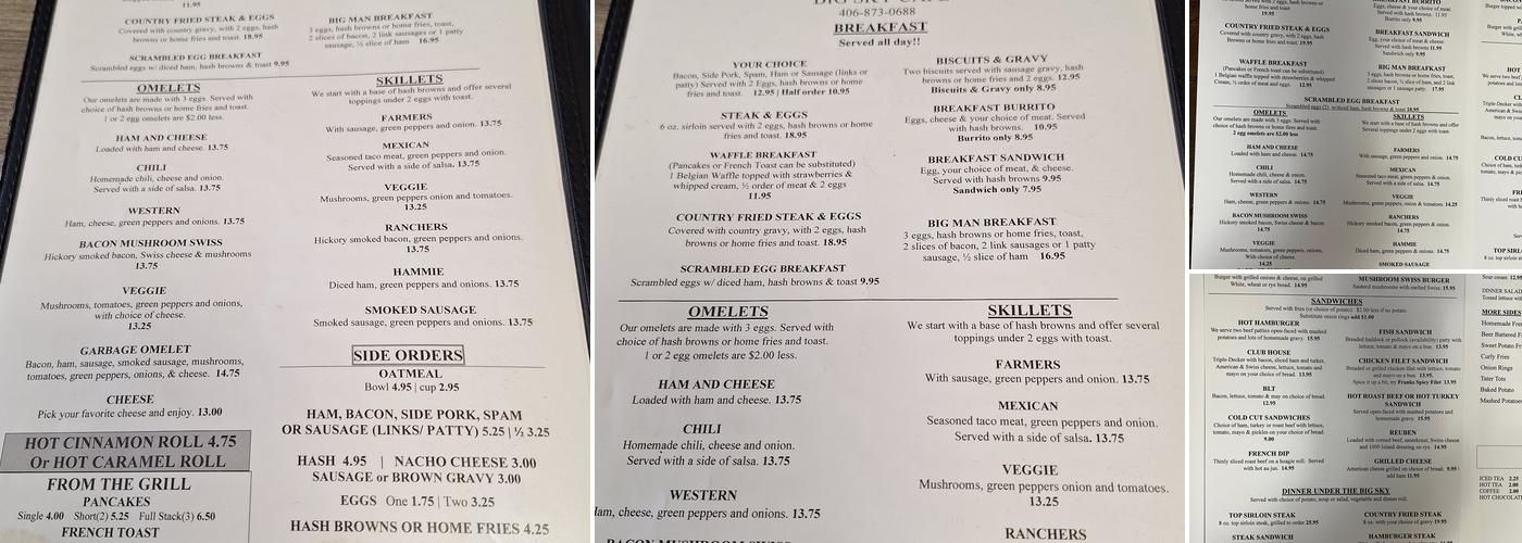 Big Sky Cafe Menu