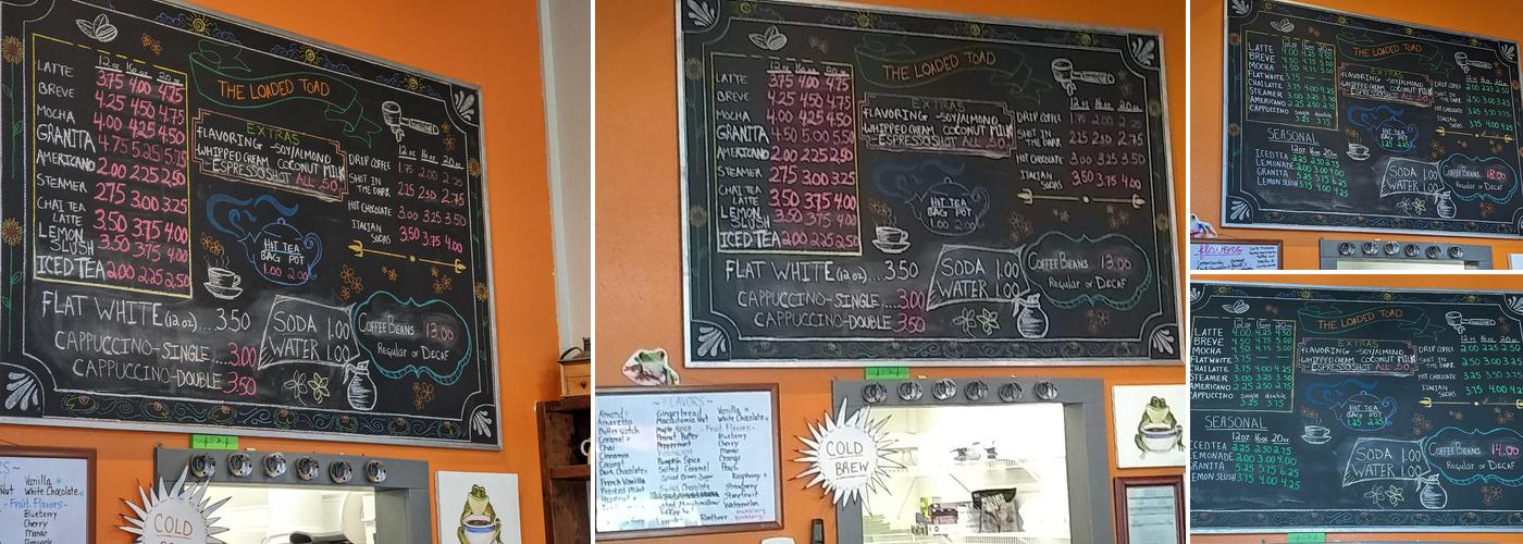 The Loaded Toad Menu