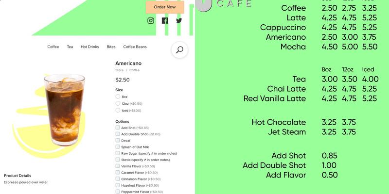 Jet Cafe Menu