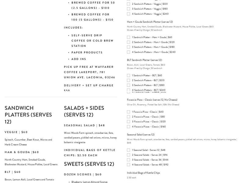 Wayfarer Coffee Lakeport Menu