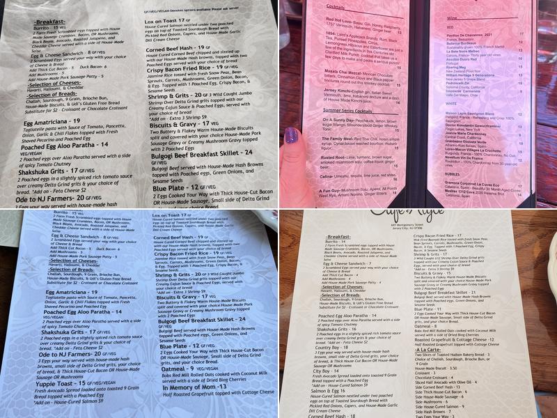 Cafe Alyce/ Bar Alyce Menu