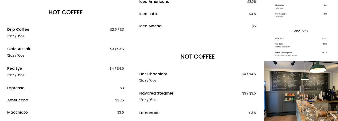 Union Coffee Menu