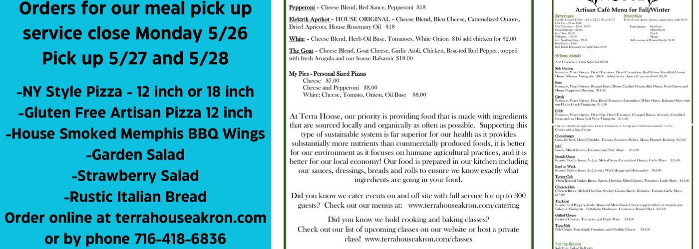 Terra House Menu