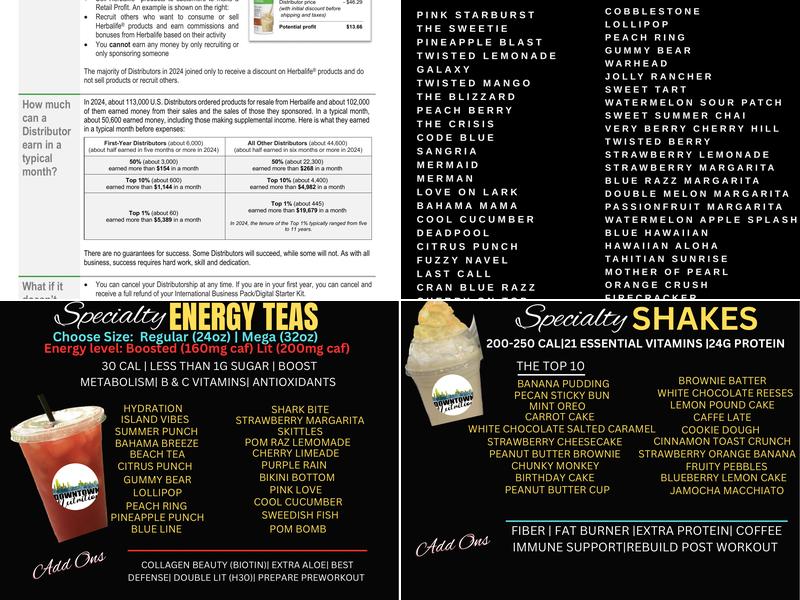 Downtown Nutrition Albany Menu