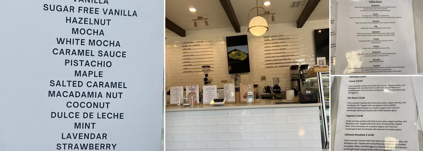 Blue Bean Cafe Menu