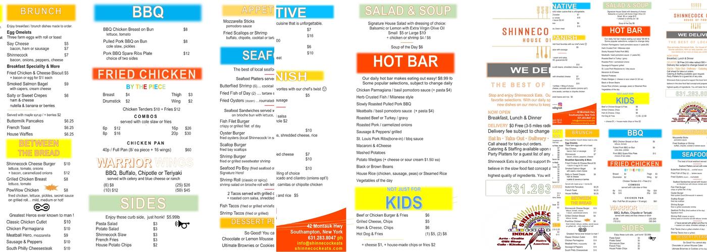 Shinnecock Eats Cafe Menu