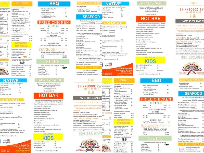 Shinnecock Eats Cafe Menu