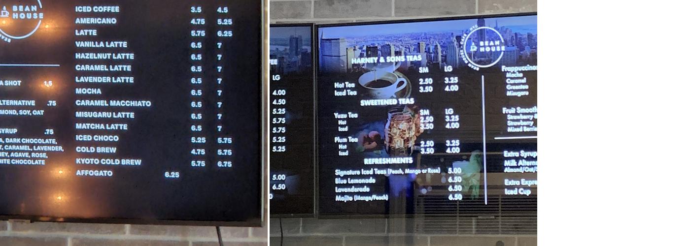 Bean House Menu