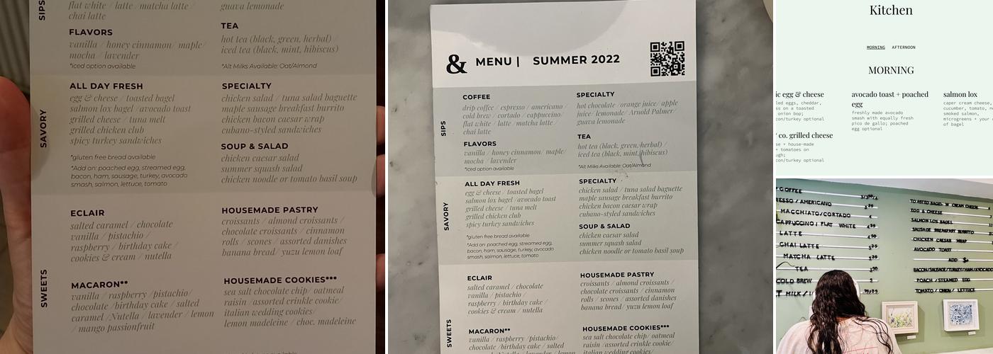 Sip + Co. Menu