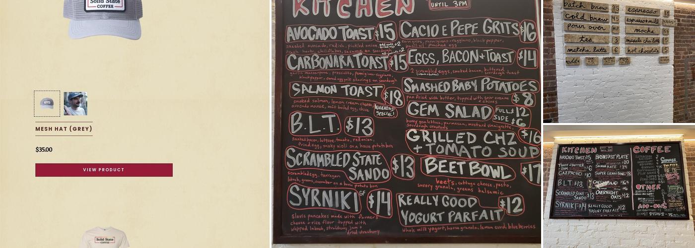 Solid State Coffee Menu
