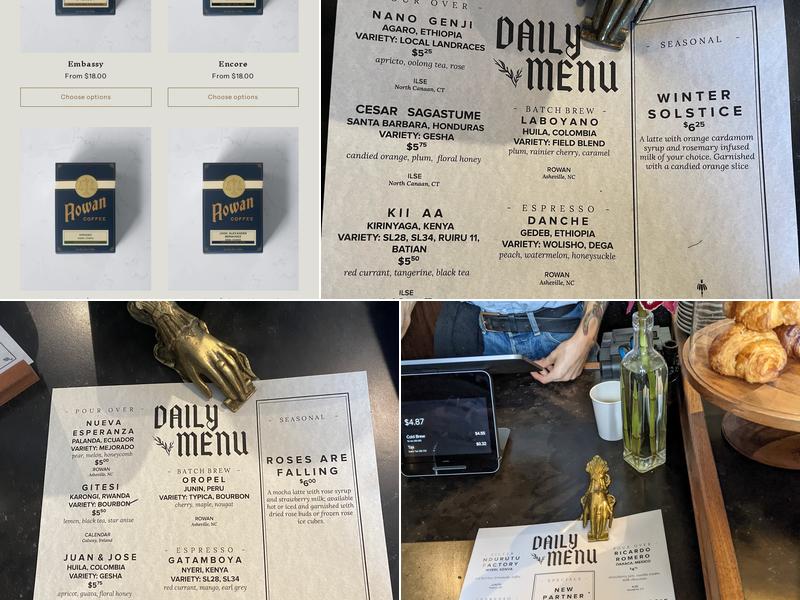 Rowan Coffee Menu