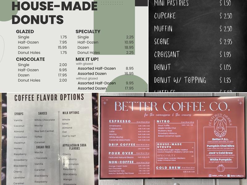 Better Coffee Co. Menu
