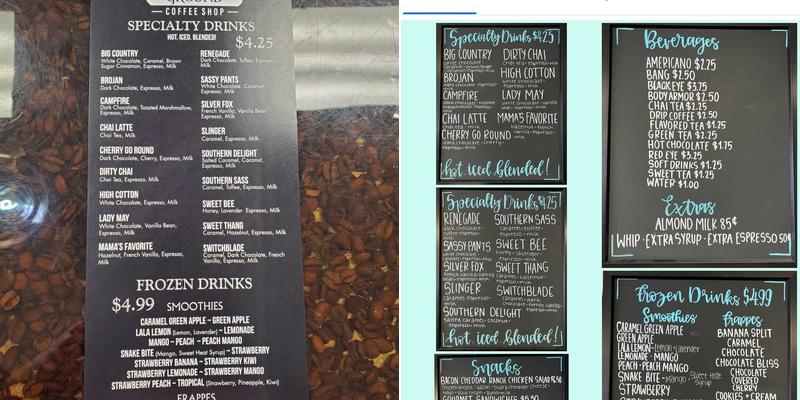 Southern Ground Coffee Shop Menu