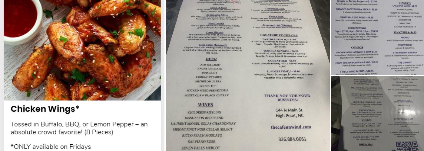 Unwind Cafe+Bar Menu