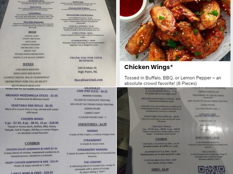 Unwind Cafe+Bar Menu