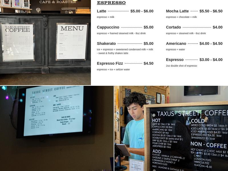 Taxus Street Coffee Menu