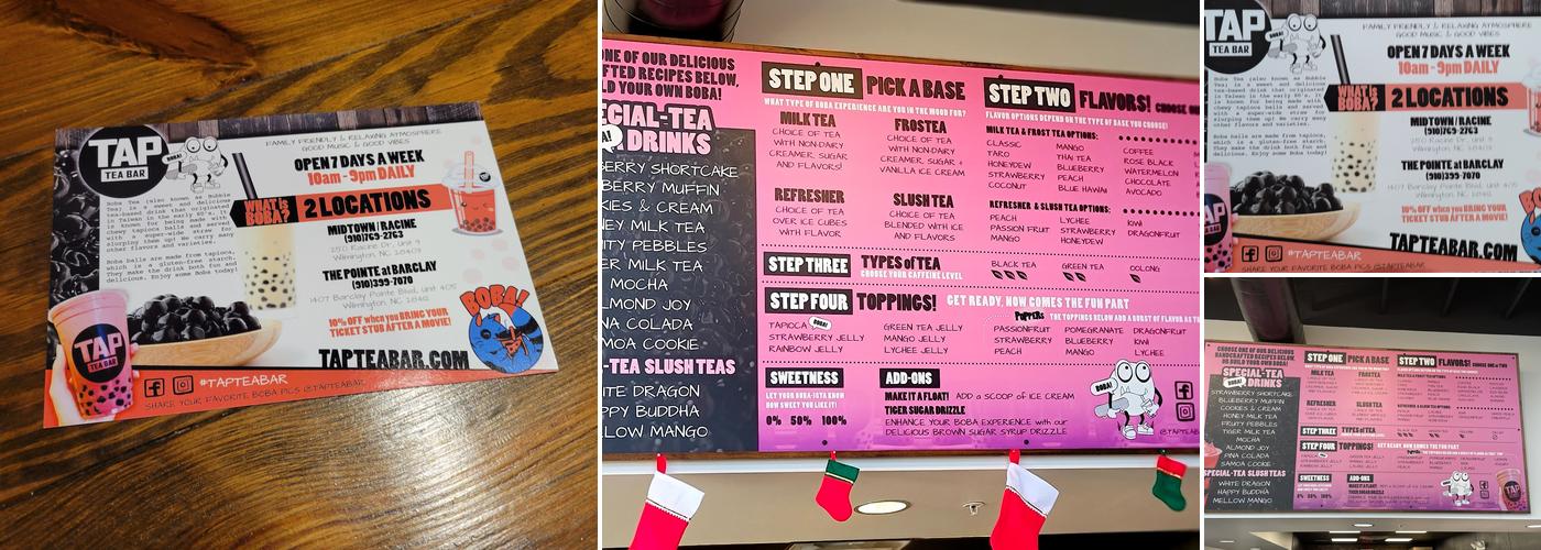 Tap Tea Bar Pointe Menu