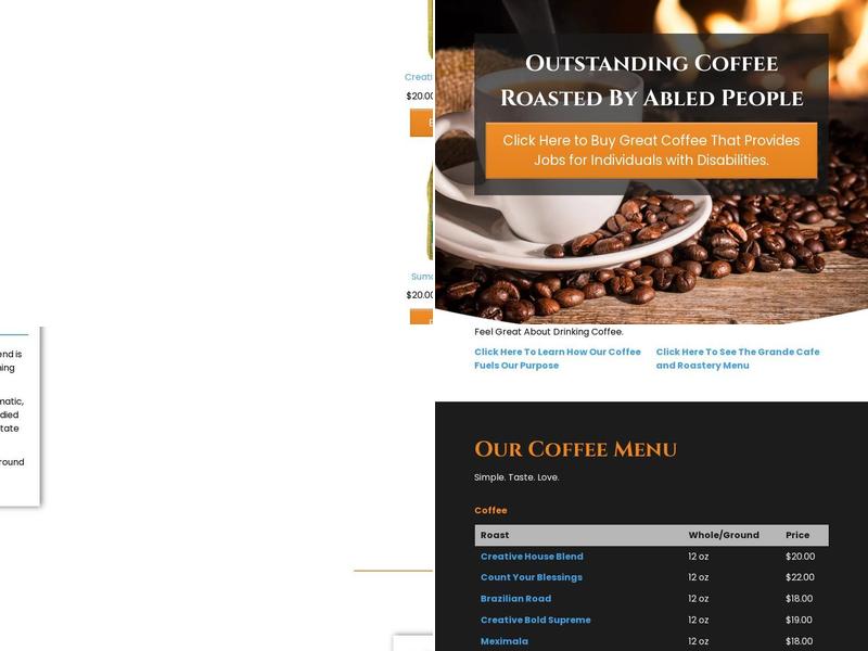 Creative Living Coffee Menu