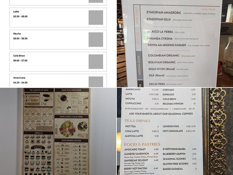 Pioneer Coffee Roasters Menu