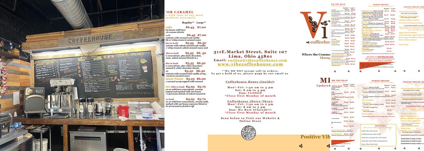 Vibe Coffeehouse & Cafe Menu