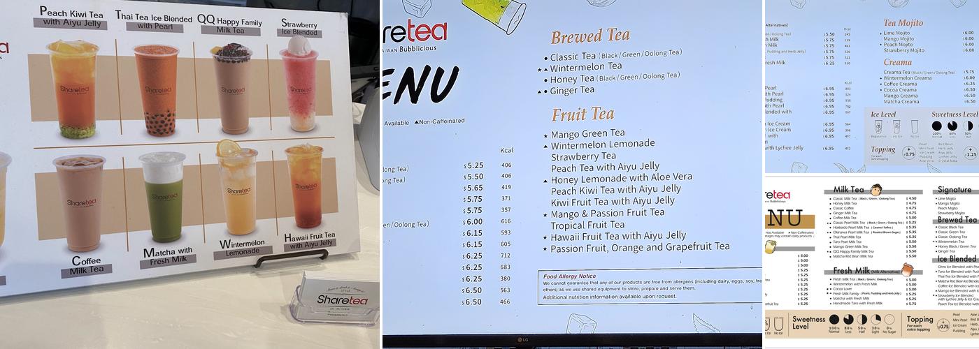 Sharetea Columbus Menu