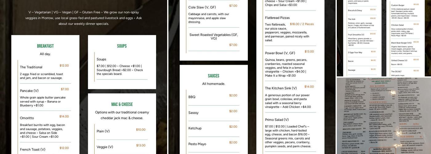 Fresh to Morrow Menu