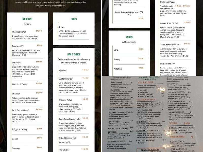 Fresh to Morrow Menu