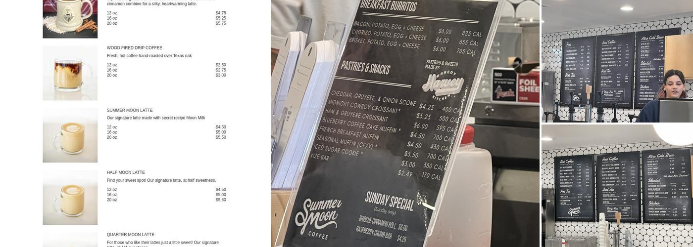 Summer Moon Coffee Menu