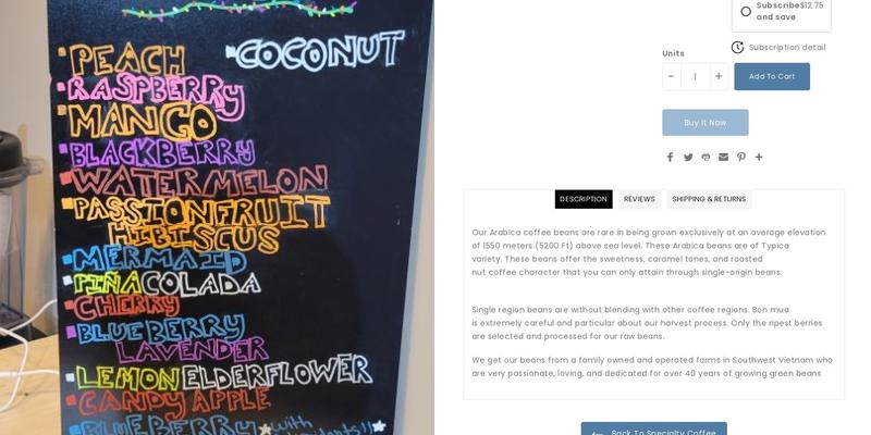 Weekend Coffee Roasters (Warehouse) Menu
