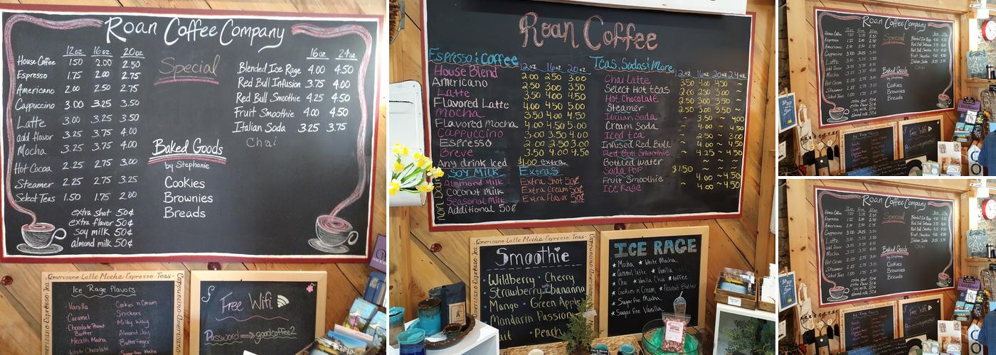 Roan Coffee Co Menu